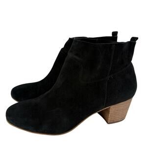 Steve Madden Harber Black Suede Booties Womens Size 10 Ankle Stacked Heel Boots